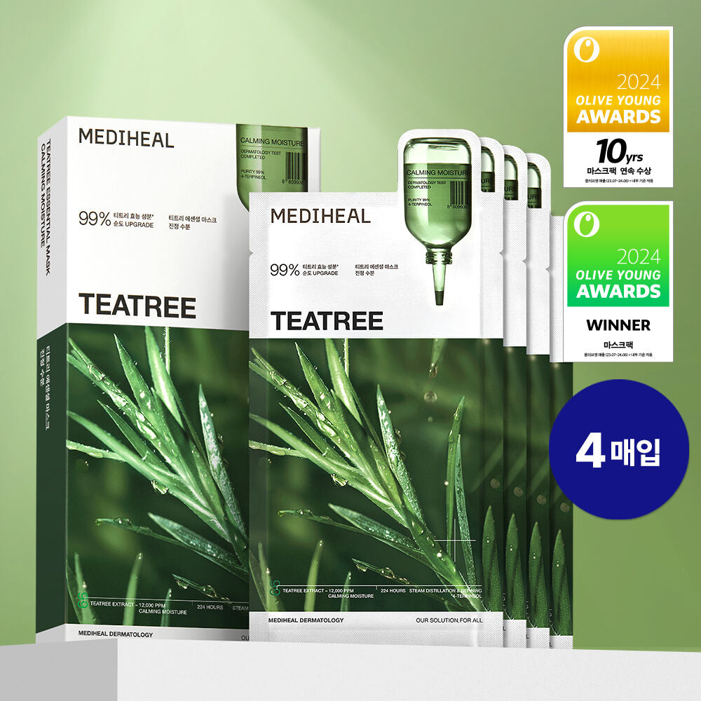 MEDIHEAL Tea Tree Essential Mask - Confezione da 10 Maschere Purificanti e Lenitive